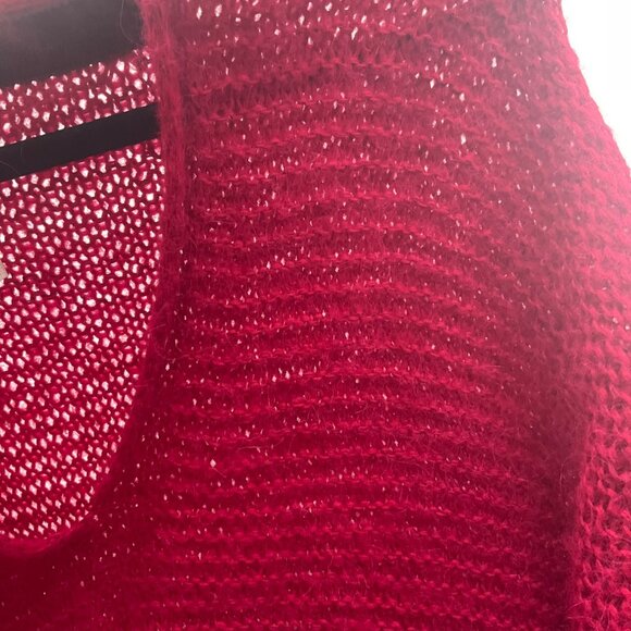 Free People S V-Neck Oversized Knit Sweater All Mine Hot Pink Alpaca Bl Slouchy - Picture 9 of 10